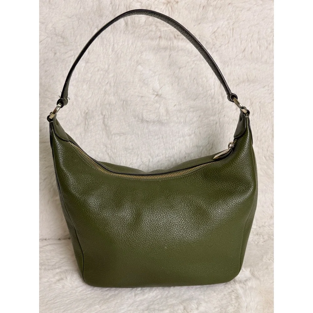 Kate Spade Medium Hobo Bag Olive Green Pebbled Leather Gold Hardwear KB694